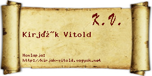 Kirják Vitold névjegykártya